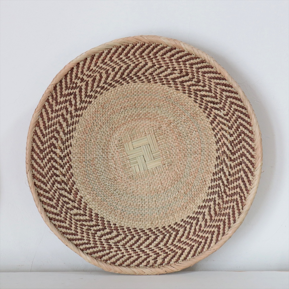 ジンバブエ　ヤシの繊維で編んだバスケット 直径41cm Zimbabwe Binga Basket 現品お届け