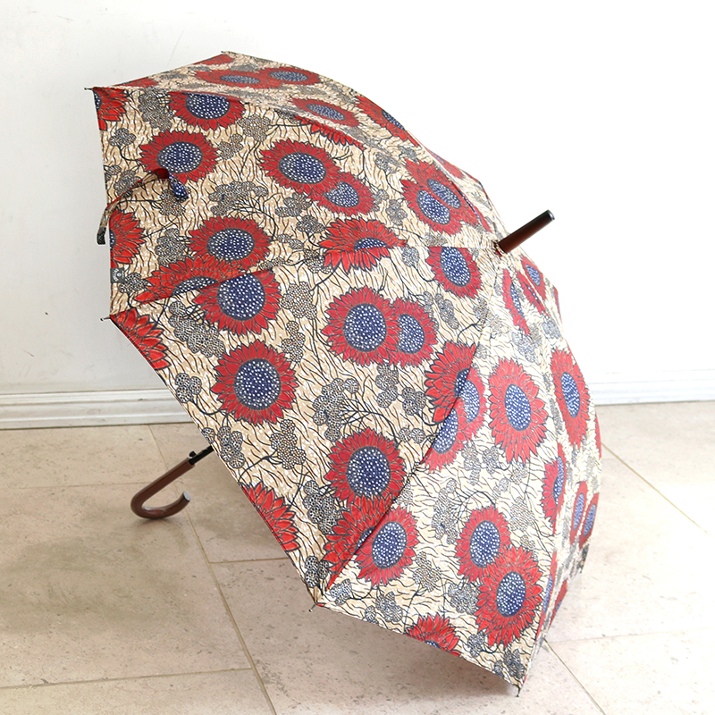 アフリカ伝統布カンガ柄プリント傘ひまわり 向日葵