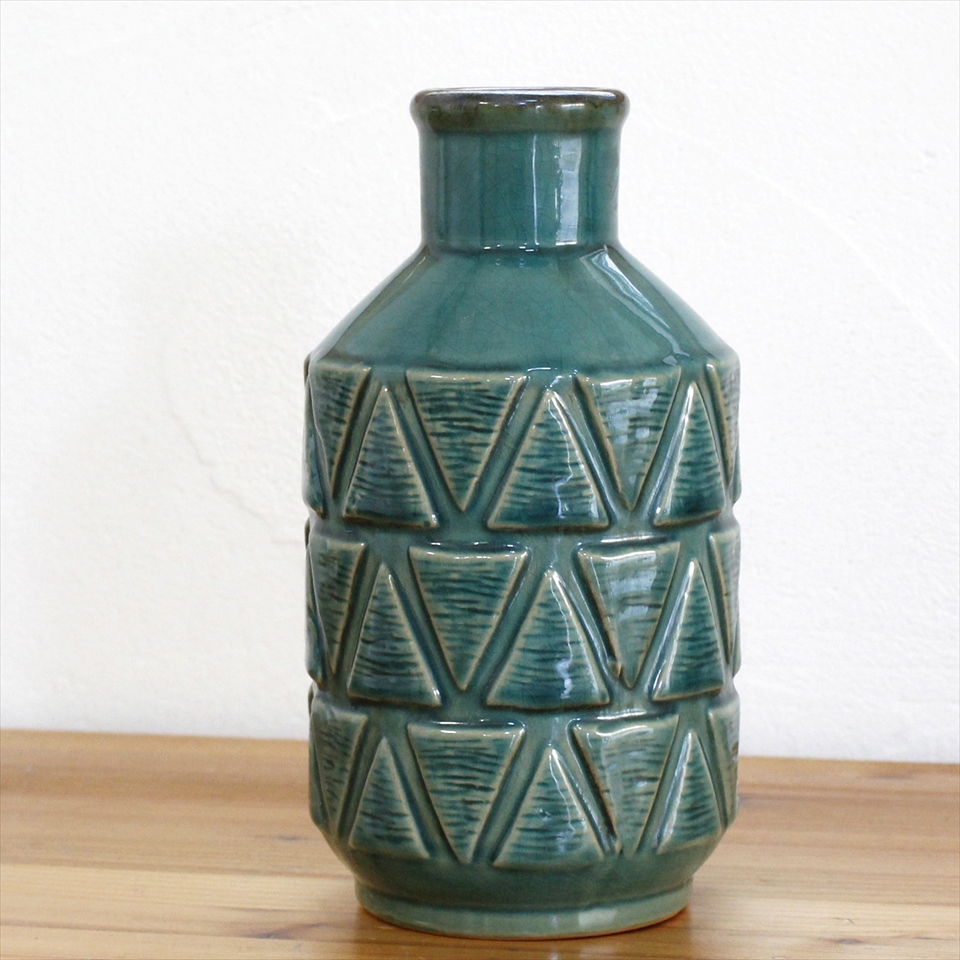 フラワーベースセラミック 直径13×高さ24cm 花瓶 一輪挿し アンティークスタイル Flower Vase Ceramic