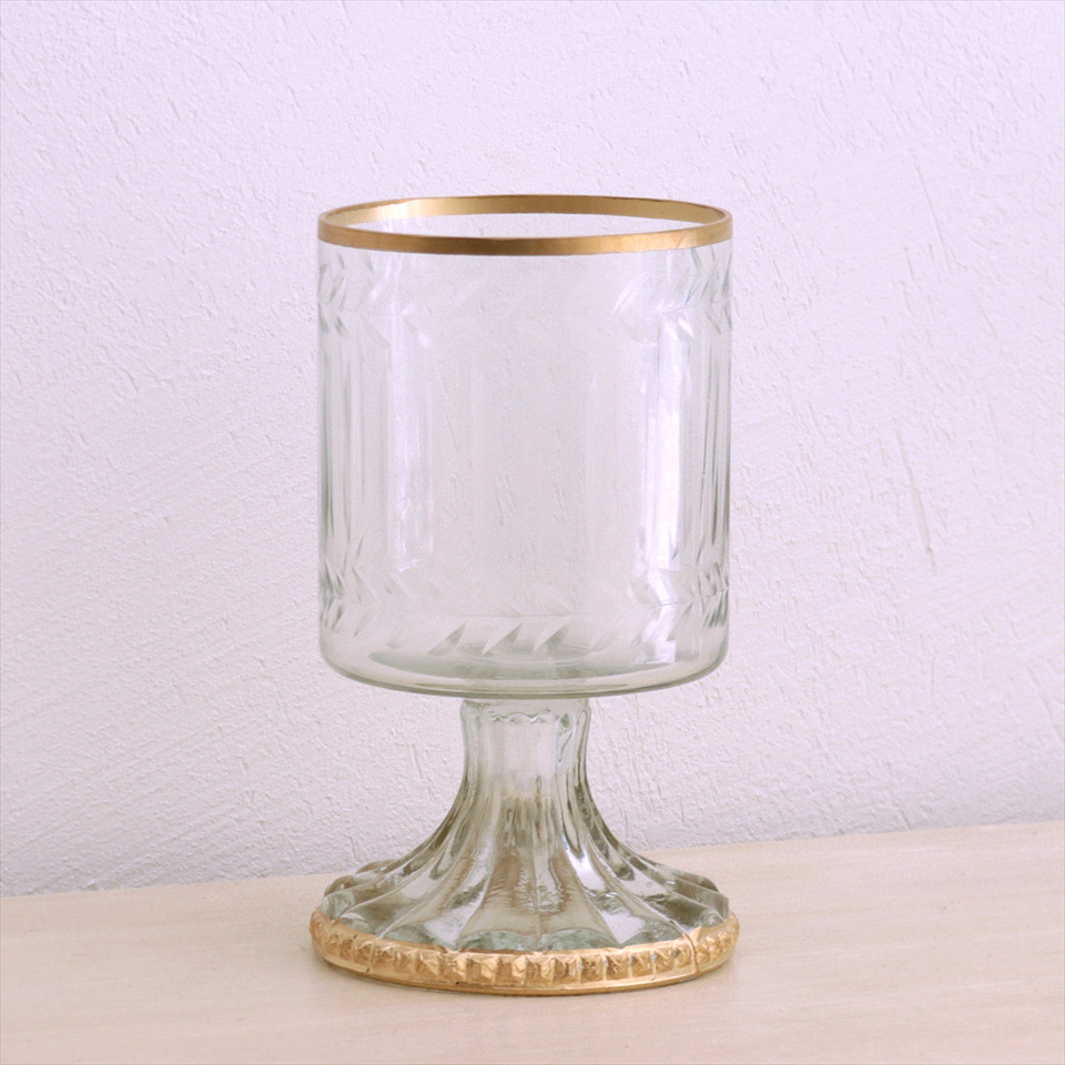 アンティーク調 ガラスベース 高さ17cm フラワーベース キャンドルホルダー 花瓶