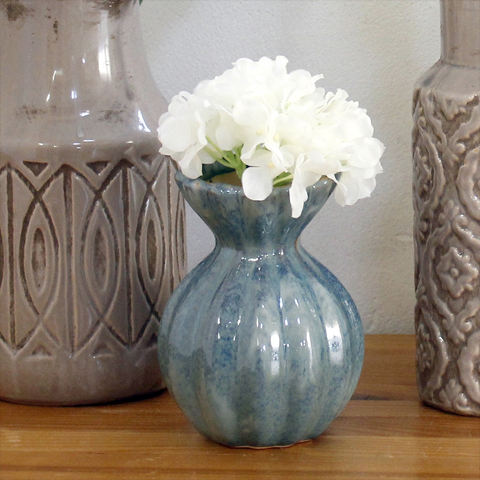 フラワーベース セラミック 直径11×高さH15cm 花瓶 一輪挿し アンティークスタイル Flower Vase Ceramic