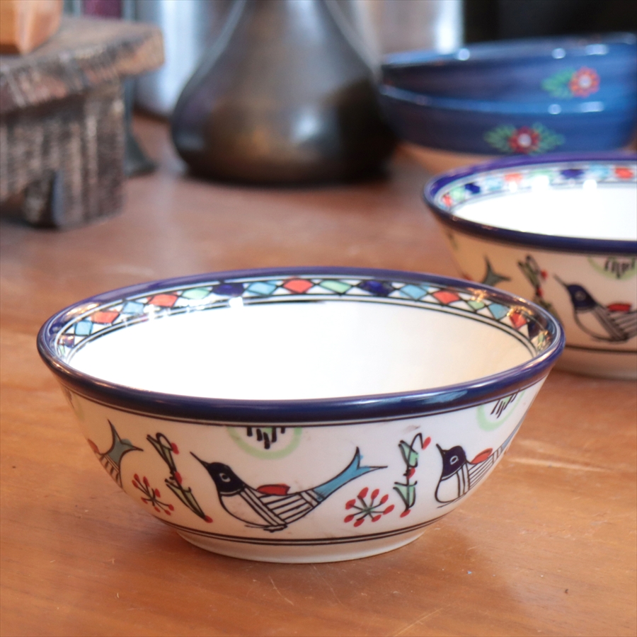 ボウル スリーバード ヤズド(イラン) 製 直径15cm 陶器 食器 電子レンジ・食洗器対応