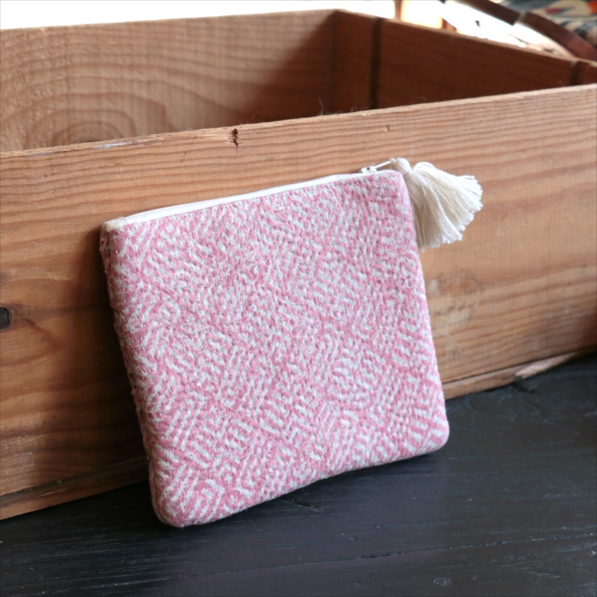 カンタ刺繍　ミニポーチ　フラットポーチ16.5×19cm ヴィンテージカンタ　現品