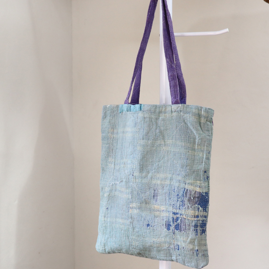 カンタ刺繍　フラットトートバッグ　現品ヴィンテージカンタ　肩掛けショルダー　A4サイズが入る
