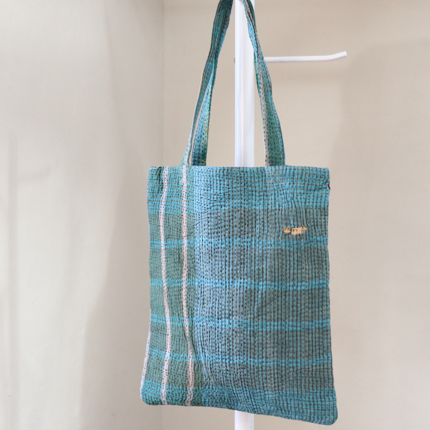 カンタ刺繍　フラットトートバッグ　現品ヴィンテージカンタ　肩掛けショルダー　A4サイズが入る