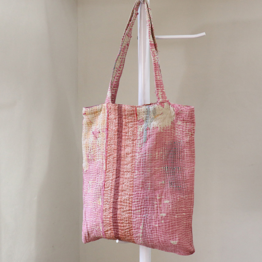 カンタ刺繍　フラットトートバッグ　現品ヴィンテージカンタ　肩掛けショルダー　A4サイズが入る