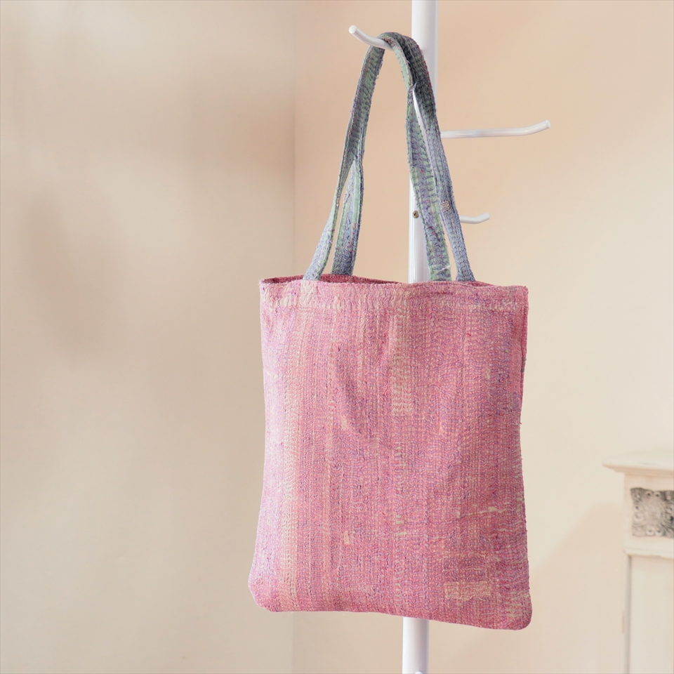 カンタ刺繍　フラットトートバッグ　現品ヴィンテージカンタ　肩掛けショルダー　A4サイズが入る