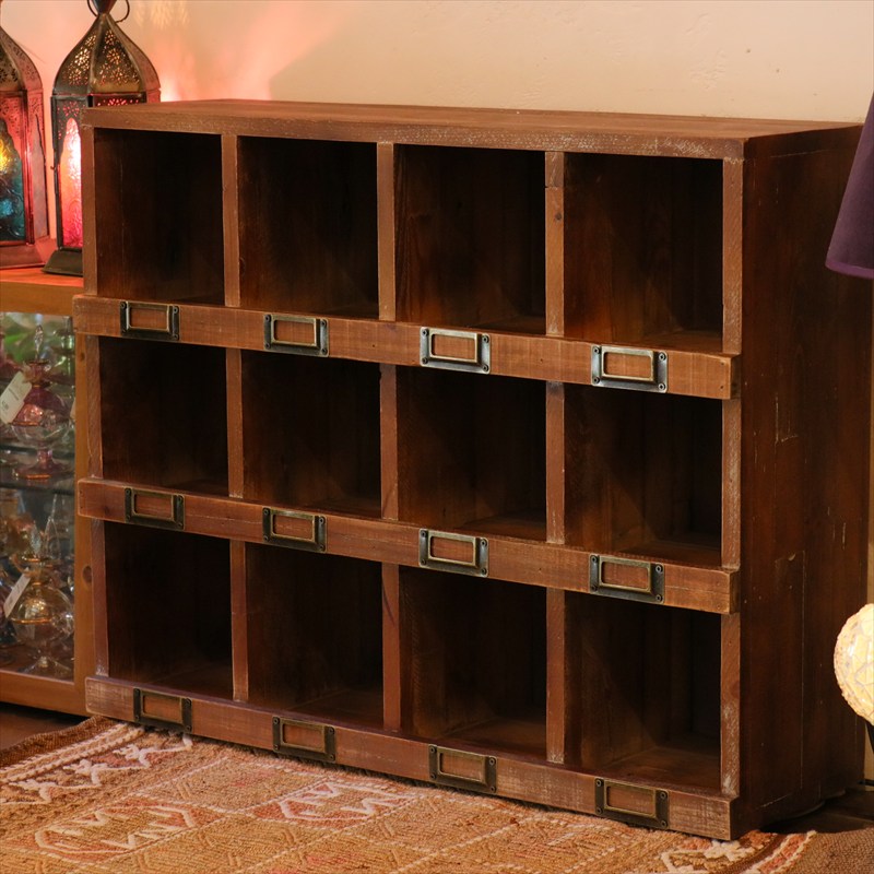 ウッドコレクションボックス 12マス H48×W60×D19cm Wood Collection Box
