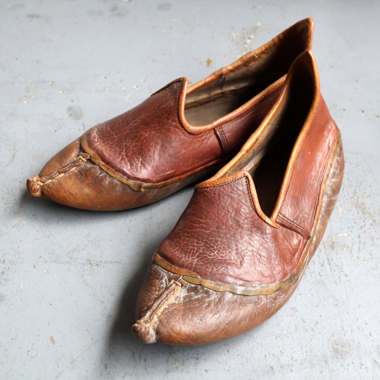 アナトリアンフォークシューズ～19世紀の製法で作ったオリジナルの革靴ブラウン スリッポン サイズ37