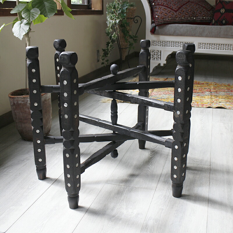 折りたたみ脚台 高さ50cm　直径59cm　SEDEF 螺鈿の飾りアナトリアの伝統家具