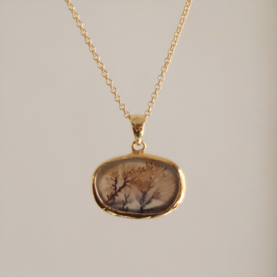 デンドライト シルバーネックレス ペンダント 天然石 樹枝状結晶 一点もの