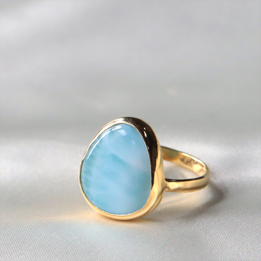 ラリマー ラフカット　シルバーリング 18KGF 天然石 トルコジュエリー カラーストーン