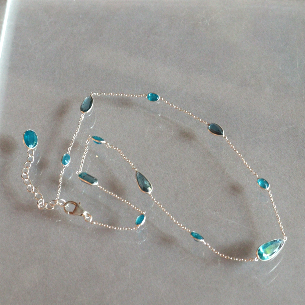 カイヤナイトとアパタイト　シルバー ネックレス 2色のブルー Jaipur, Jewelry INDIA