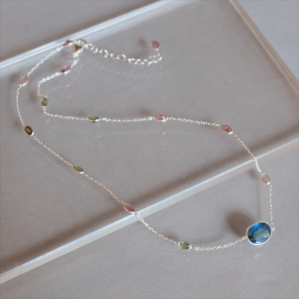 カイヤナイト トルマリン シルバーネックレス Jaipur Gemstone Jewelry,Silver925