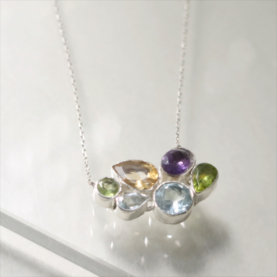 シルバーネックレス ジェムストーン 4カラー Jaipur ジャイプールジュエリー silver925
