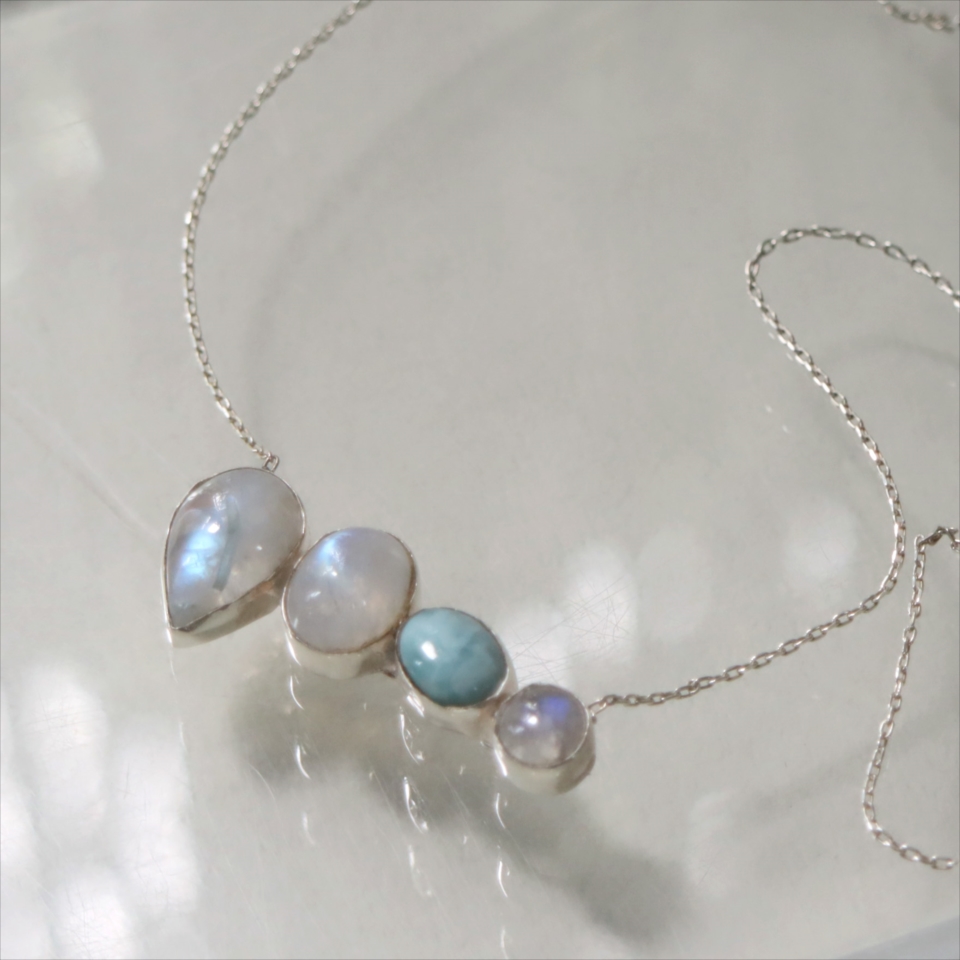 シルバーネックレス レインボウムーンストーン Jaipur ジャイプールジュエリー silver925