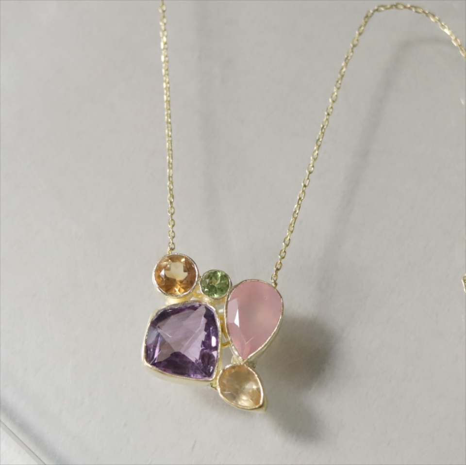 シルバーネックレス ジェムストーン 4カラー Jaipur ジャイプールジュエリー silver925