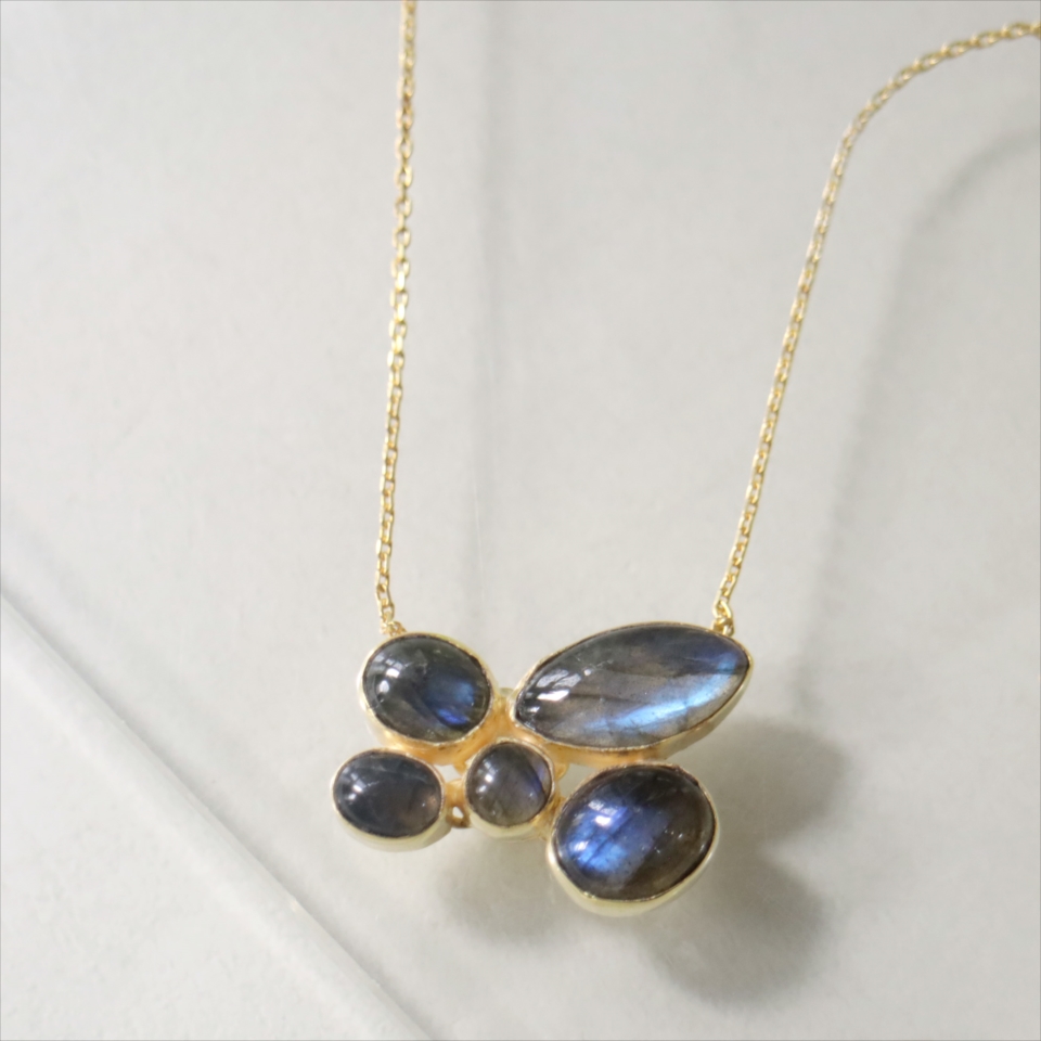 シルバーネックレス 5粒のラブラドライト Jaipur ジャイプールジュエリー silver925