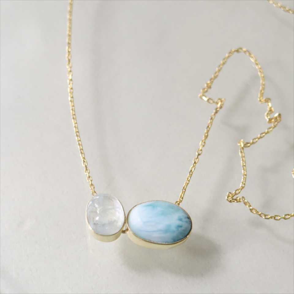シルバーネックレス ラリマー レインボウムーンストーン Jaipur ジャイプールジュエリー silver925