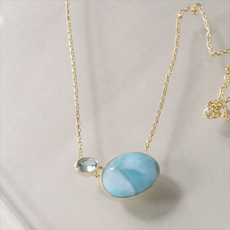 シルバーネックレス ラリマー ブルートパーズ Jaipur ジャイプールジュエリー silver925