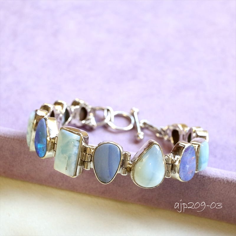 ラリマー＆ブルーオパールブレスレット Jaipur ジャイプールジュエリー silver925