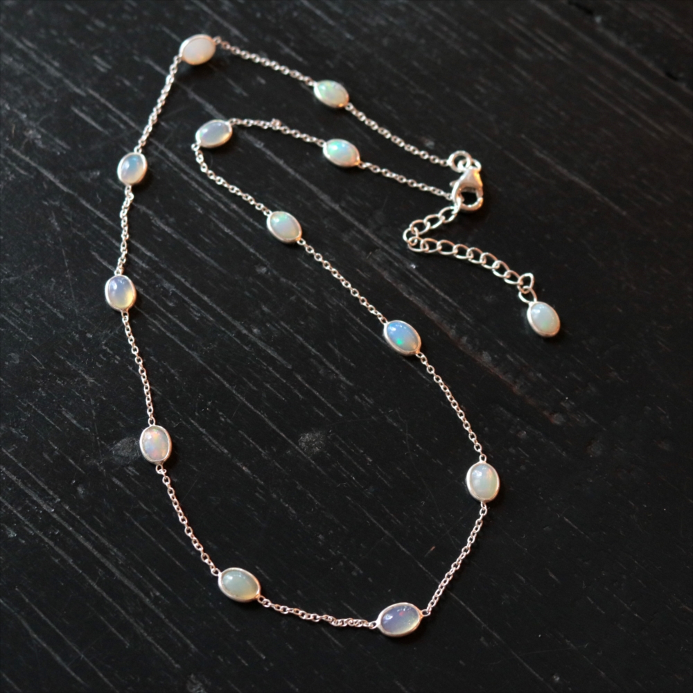 オパール シルバーチェーンネックレス  Jaipur jewelry opal silver necklace