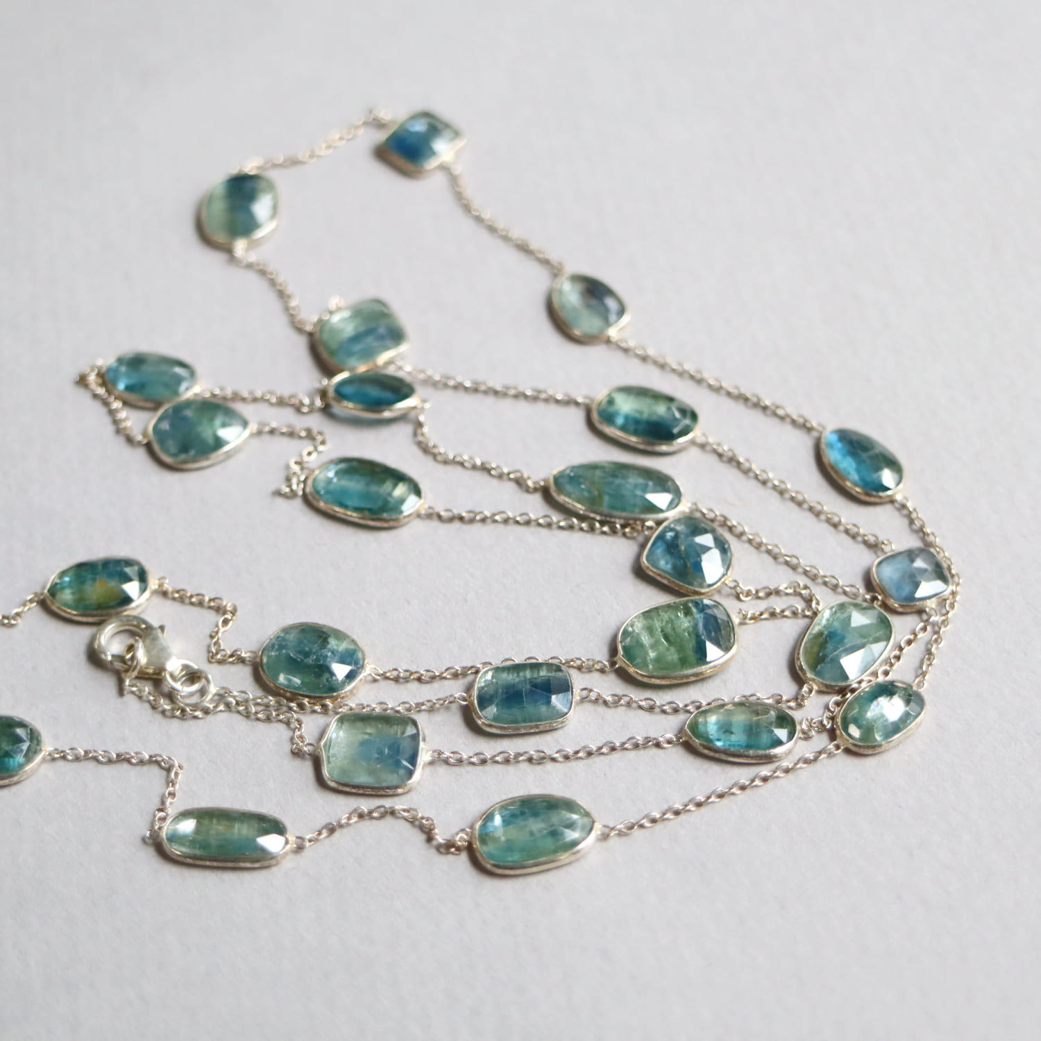 カイヤナイト シルバー ロングネックレス94cm Jaipur jewelry Kyanite silver necklace