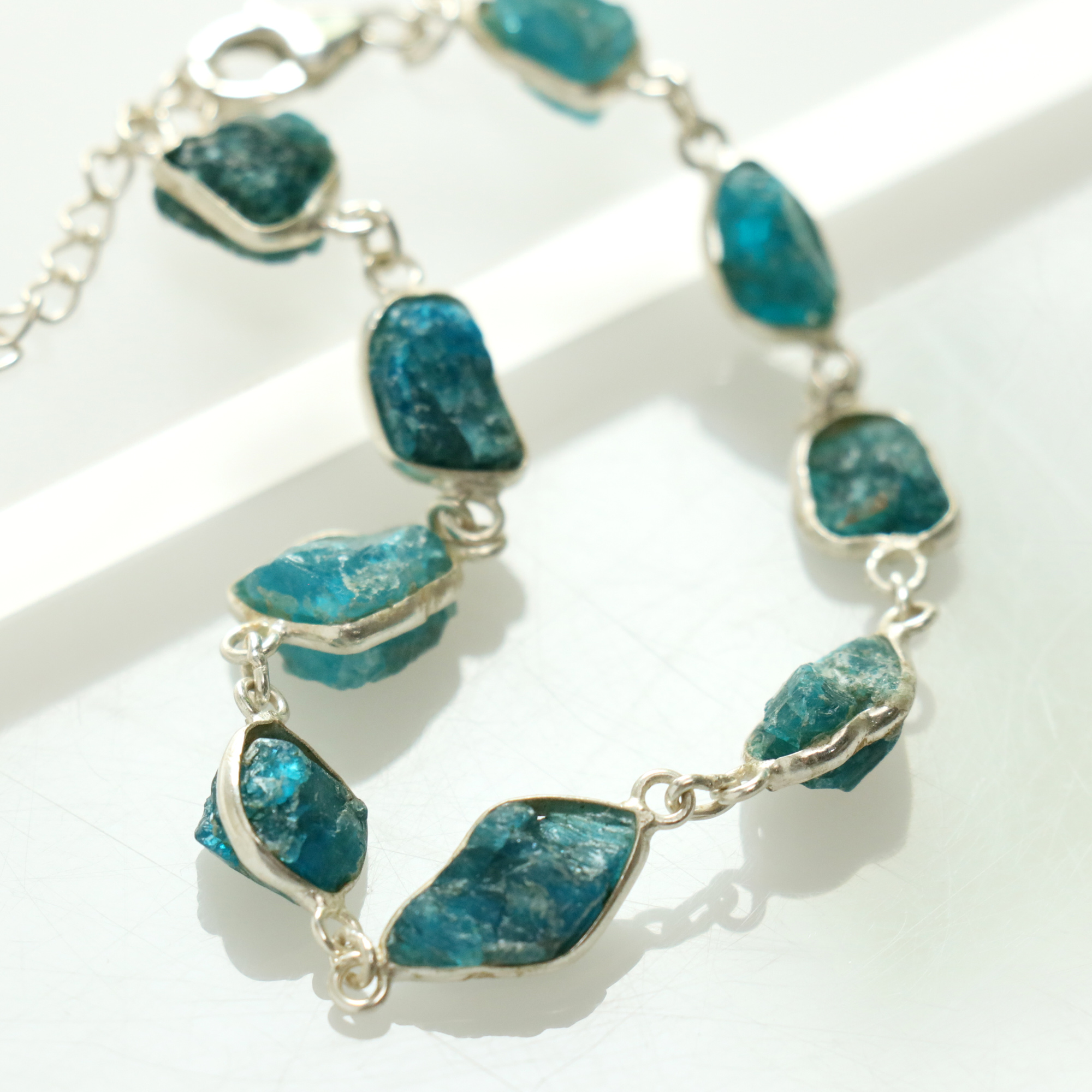 アパタイト ランダムカット９粒ブレスレット Jaipur ジャイプールジュエリー silver925