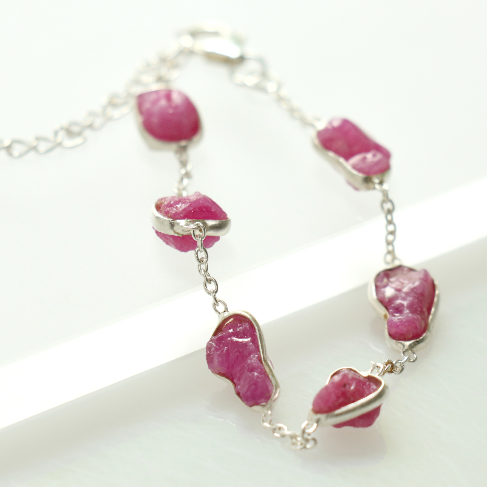 ルビー ラフカットブレスレット Jaipur ジャイプールジュエリー silver925