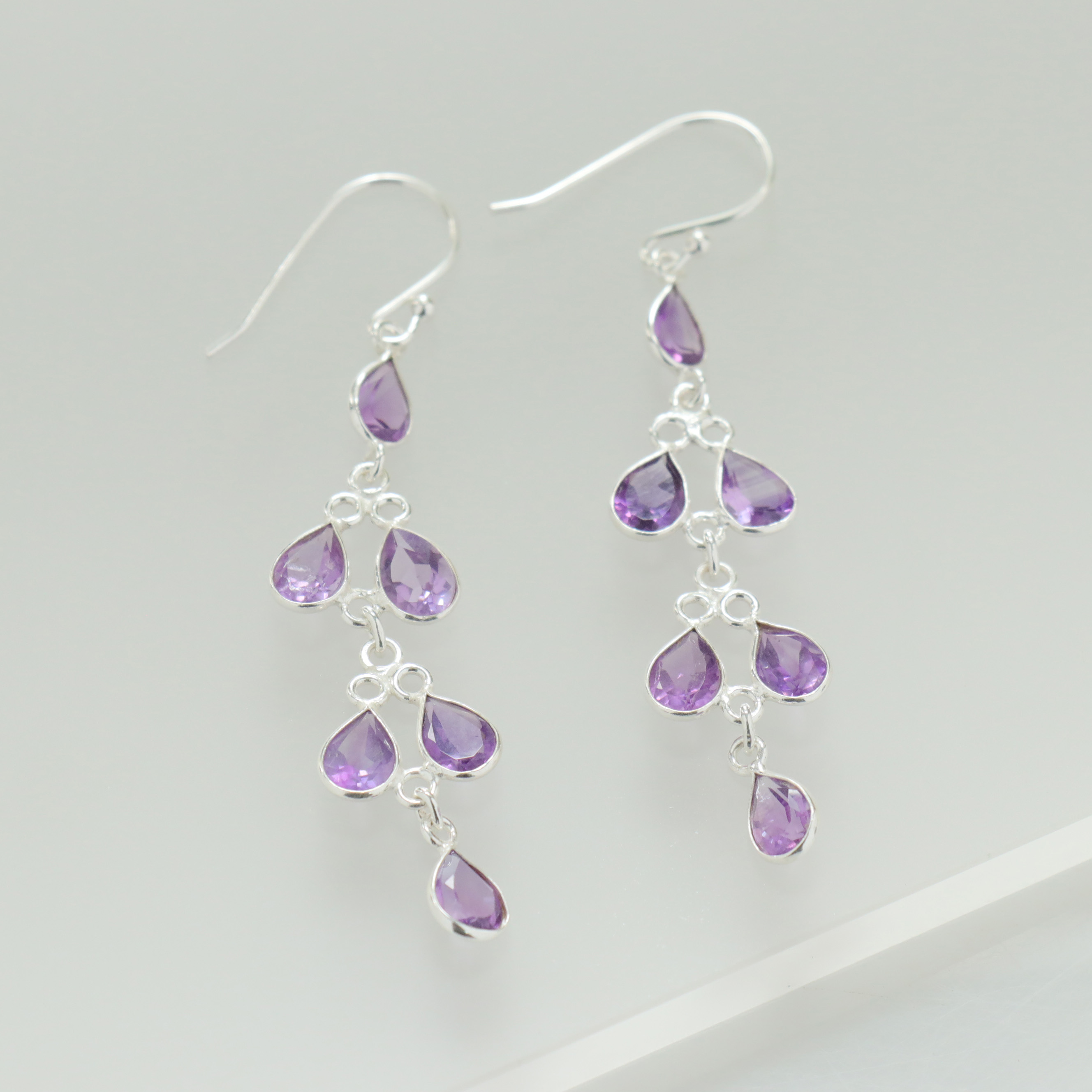 アメシストピアス 6粒の雫 Jaipur ジャイプールジュエリー silver925