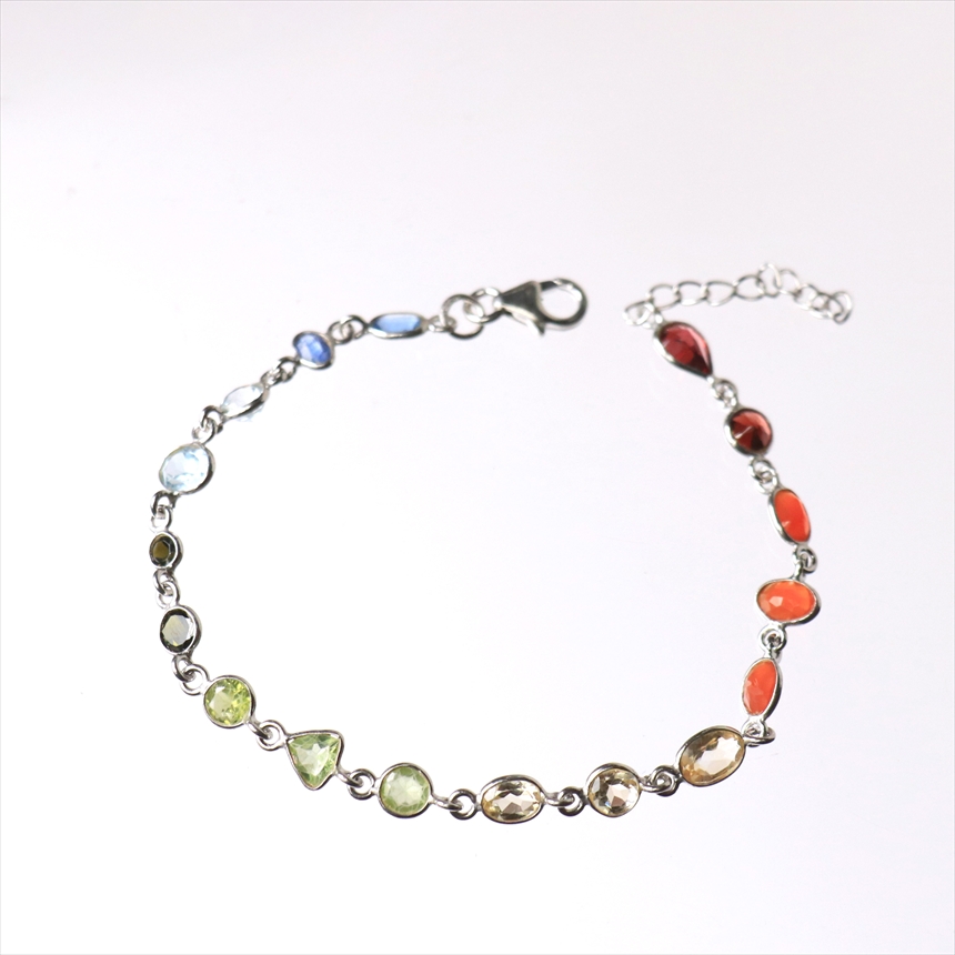 ７色の天然石 シルバー ブレスレット Jaipur ジャイプールジュエリー silver925