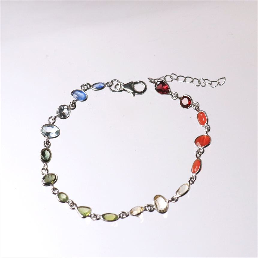 ７色の天然石 シルバー ブレスレット Jaipur ジャイプールジュエリー silver925