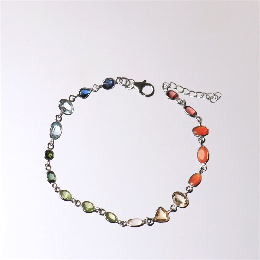 ７色の天然石 シルバー ブレスレット Jaipur ジャイプールジュエリー silver925