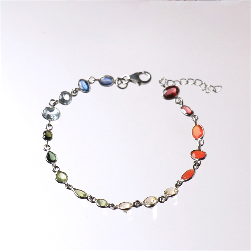 ７色の天然石 シルバー ブレスレット Jaipur ジャイプールジュエリー silver925