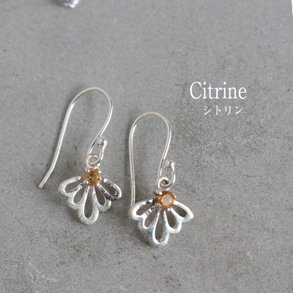 シトリン シルバーピアス Jaipur ジャイプールジュエリー silver925
