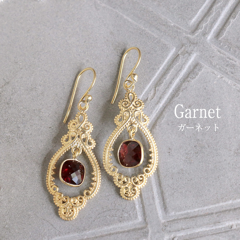 ガーネット シルバーピアス Jaipur ジャイプールジュエリー silver925