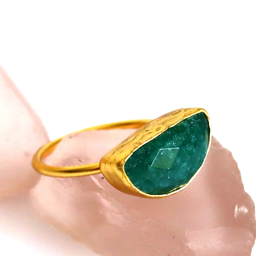 アルサメイア エメラルド　ゴールドプレーテッドリング クォータームーン emerald Ring