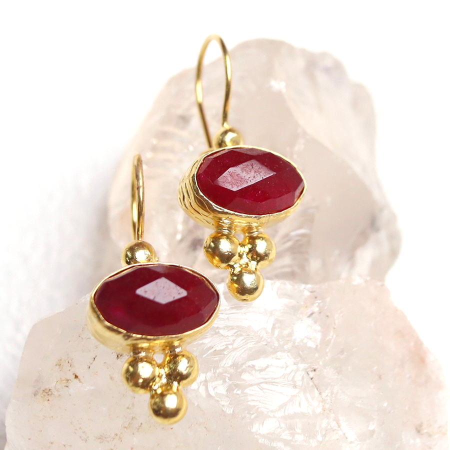 アルサメイア･ピアス ゴールドプレーテッド/トルコジュエリー レッドジェイド