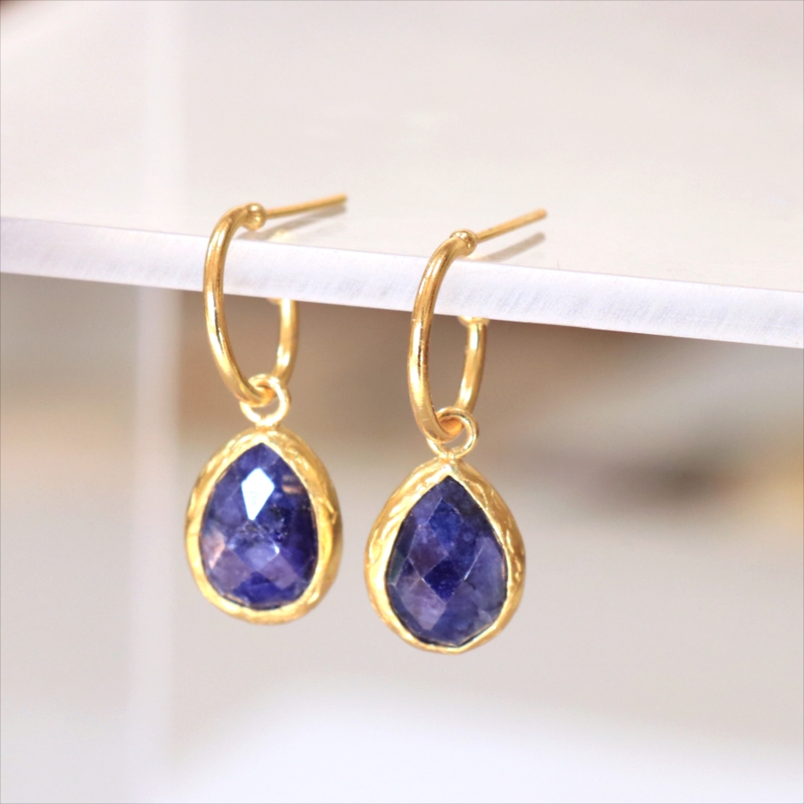 アルサメイア フープ ピアス 揺れるドロップ形 ラピスラズリ