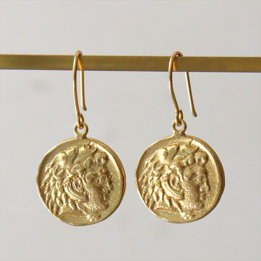ゴールドコインピアス 古代ローマ帝国 コイン オールハンドメイド K22GP