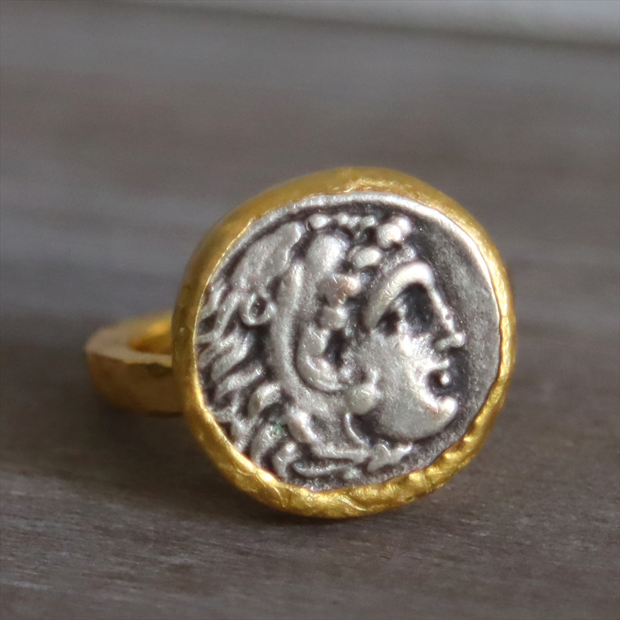 コインリング ゴールド&シルバー (小) 古代ローマ帝国 オールハンドメイド K22GP 白金
