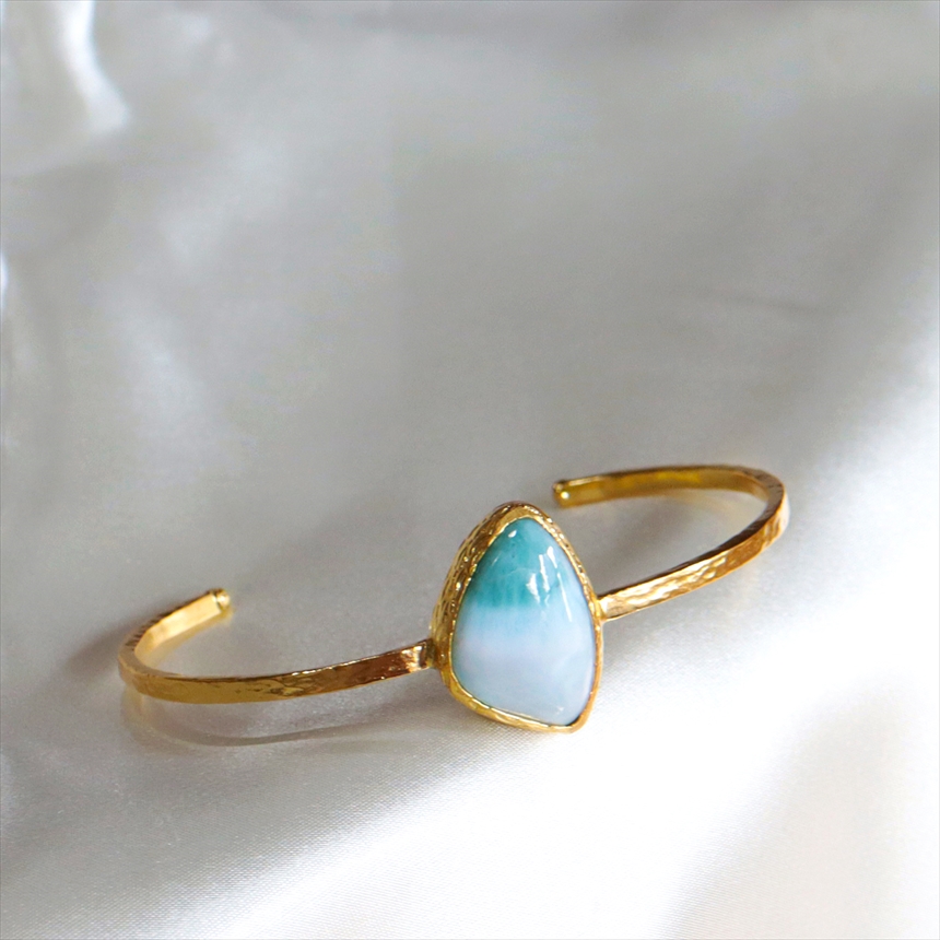 アルサメイア ラリマー ビッグストーンバングル　大粒 天然石22KGP トルコジュエリー ラフカット