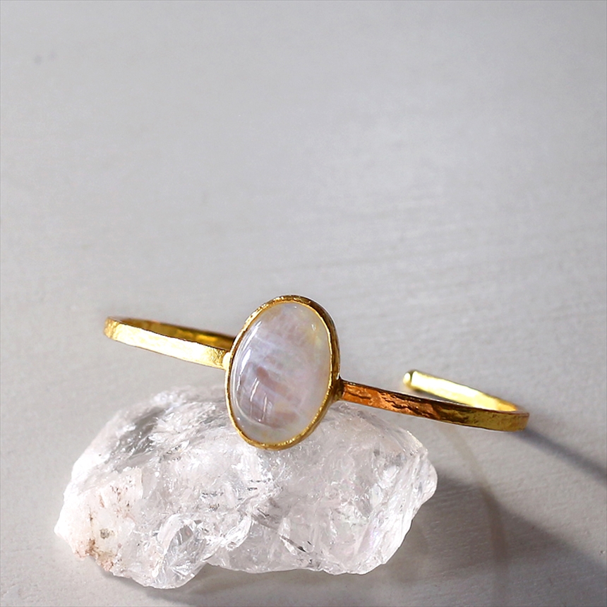 アルサメイア ムーンストーンビッグストーンバングル　大粒  天然石22KGP トルコジュエリー オーバル