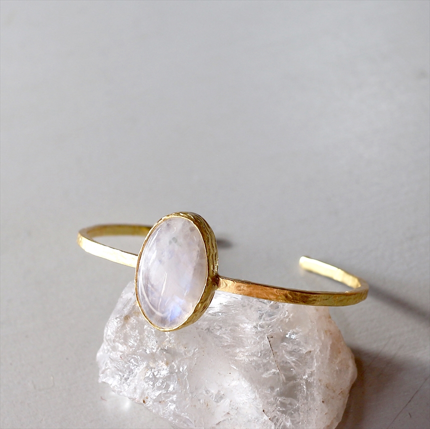 アルサメイア ムーンストーンビッグストーンバングル　大粒  天然石22KGP トルコジュエリー オーバル