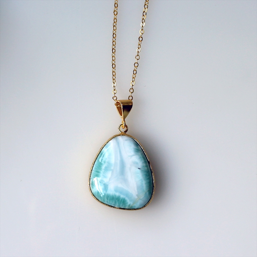 ラリマー ペンダント 22KGP カボション　ラフカット アルサメイア 天然石一粒ネックレス トルコジュエリー