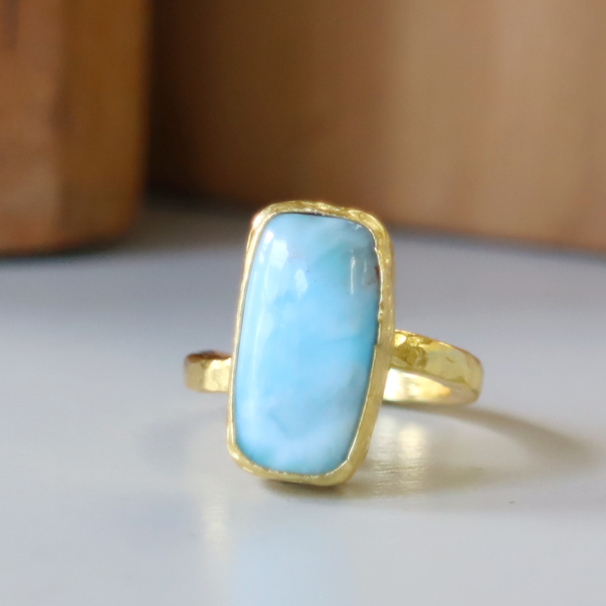 アルサメイア ラリマー スクエアリング 天然石 トルコジュエリー カラーストーン