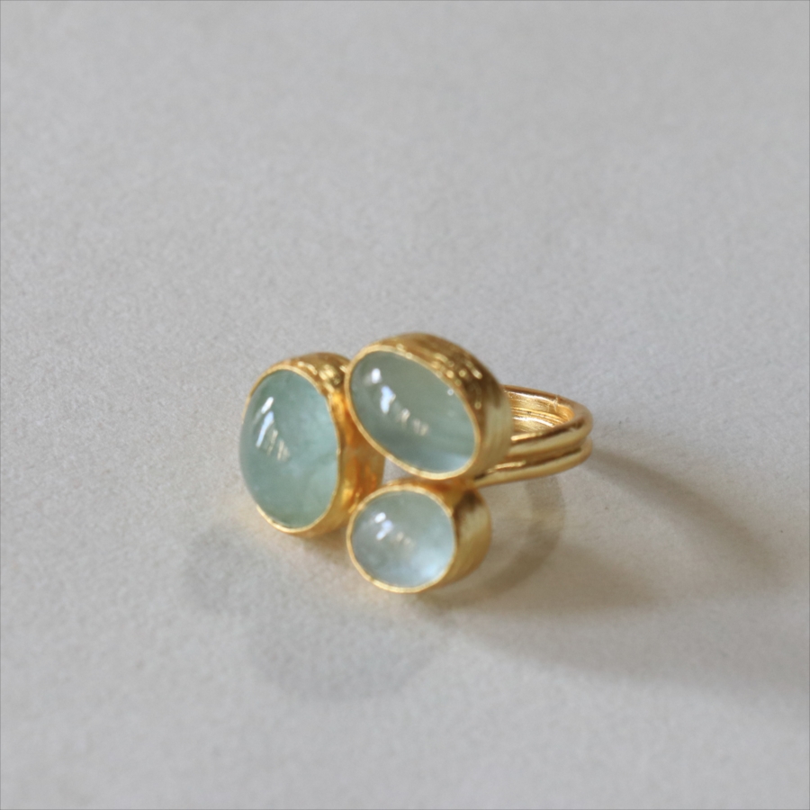 アクアマリン リング 3ストーン アルサメイア　トルコジュエリー ３つの石