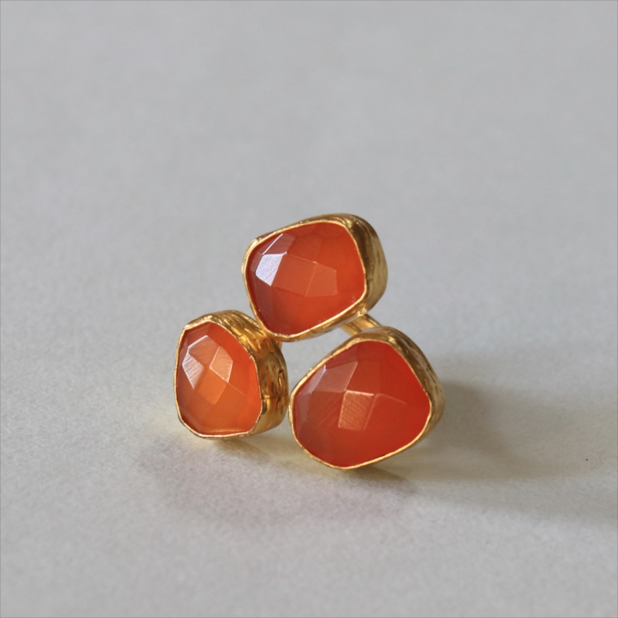 カーネリアン リング 3ストーン アルサメイア　トルコジュエリー ３つの石