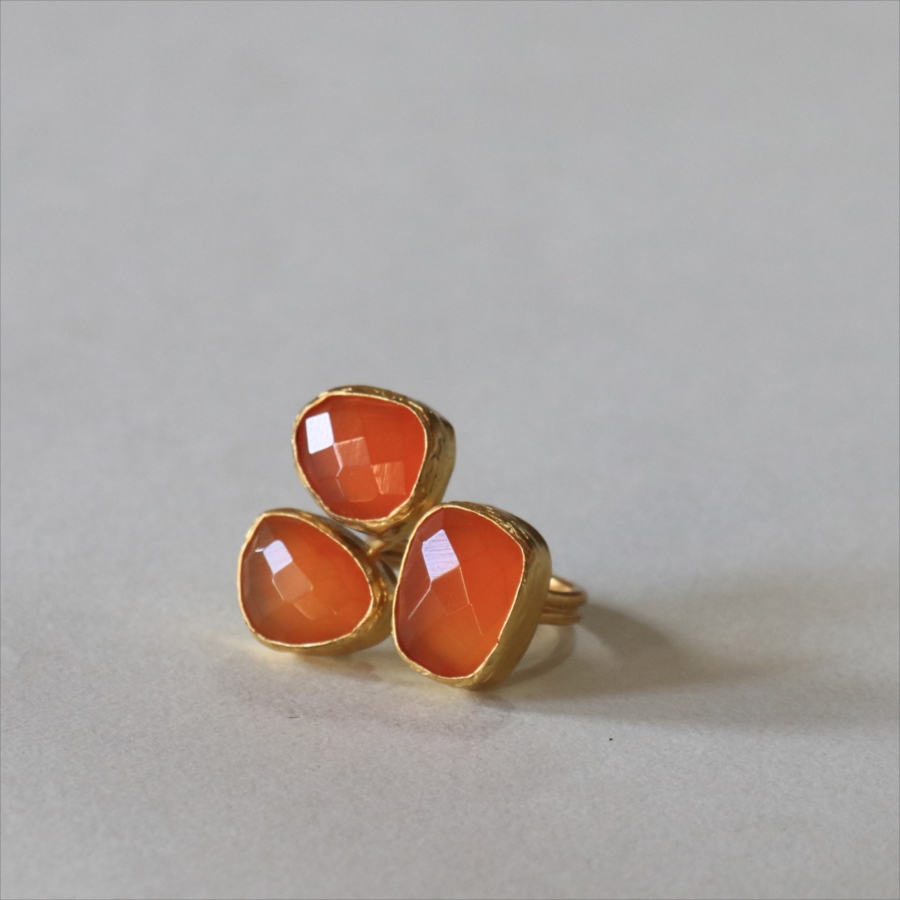 カーネリアン リング 3ストーン アルサメイア　トルコジュエリー ３つの石