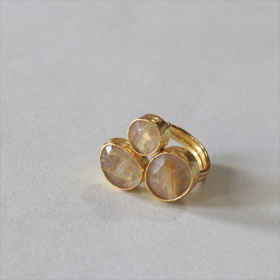 ルチルクォーツ リング 3ストーン アルサメイア　トルコジュエリー ３つの石